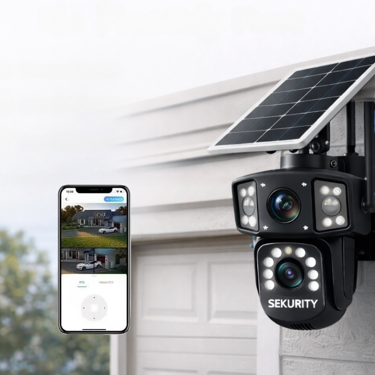 防犯カメラ Udocare Solar Wireless Security Camera 4G Dual Lens Smart Solar PTZ Outdoor Camera - One Deal A Day 防犯カメラ